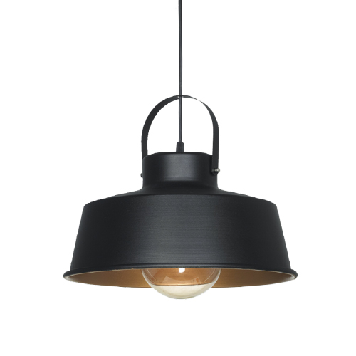 Colgante de 1 luz de chapa con herradura y pantalla de 33cm negro